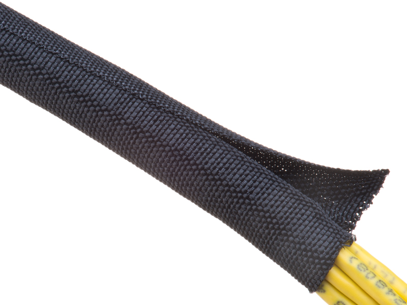 Techflex® Flexo® PET Expandable Braided Sleeving - 1/2 Inside Diameter -  25' Long Spool - Gray / White