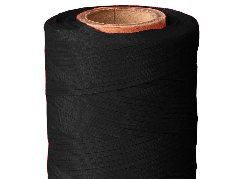 Black PVC Wax Coated Flat Lacing Thread, For Cable Bunching