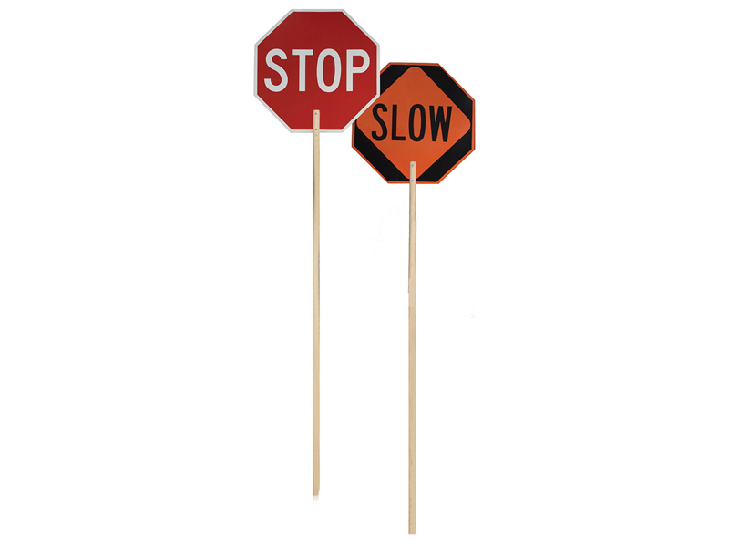 Stop/Slow 18 Aluminum Paddle Sign - 72 Wood Handle - Non-Reflective