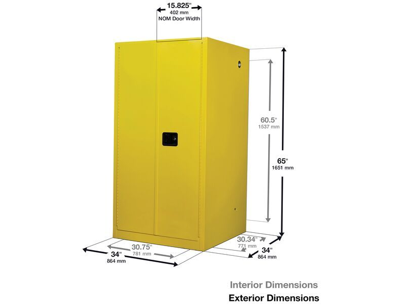 Eagle 1960 Flammable Storage Cabinet, Self-Closing Door, 60 Gallon