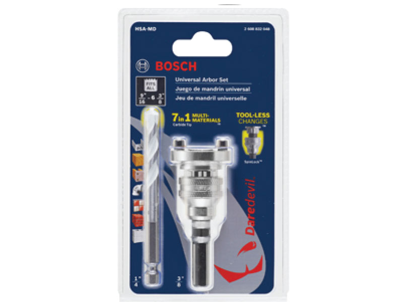 Bosch® SpinLOCK Universal Arbor with Daredevil® Multipurpose Pilot Bit