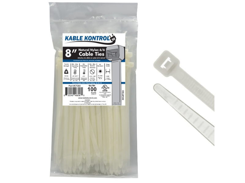 Kable Kontrol® Natural White Nylon Cable Ties