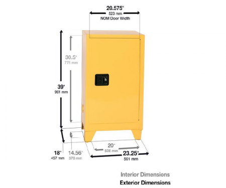 EAGLE 22 Gallon, 1 Shelf, 2 Door, Manual Close, Under Counter Acid