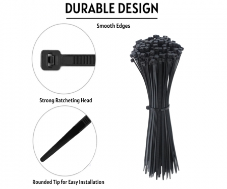 Secure Cable Ties 36 x 2 inch Heavy Duty Black Cinch Strap - 5 Pack