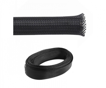 Black braided sleeving. Expandable sleeve. Harness, Sheathing, Cable, Wire,  Loom
