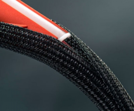 Techflex F6N0.50 1/2-Inch Flexo Self-Wrapping/Split Tube/Semi-Rigid Braided  & Non-Expandable Tubing - Black - 75-Foot