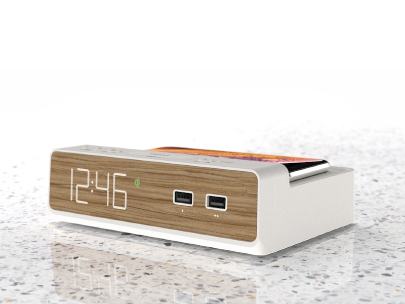 NonStop™ Station W Alarm Clock with QI Wireless Charging and Dual USB