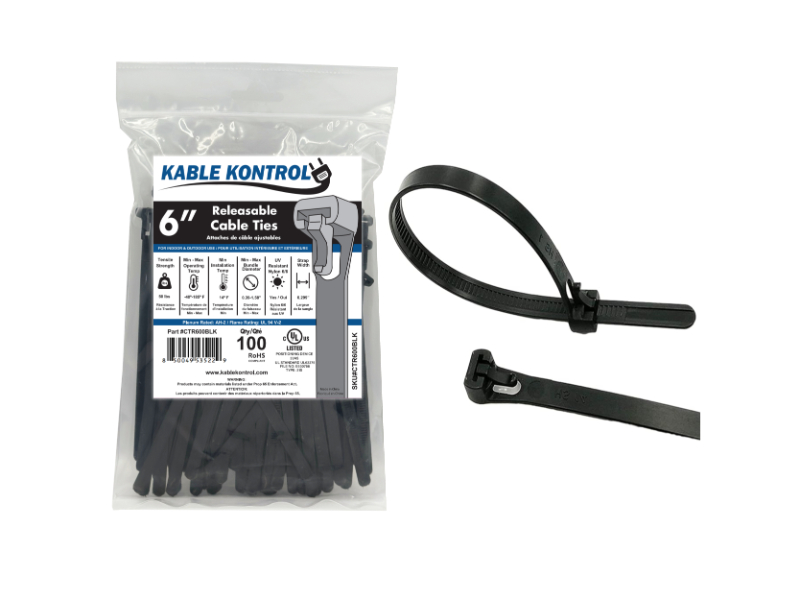 Commercial Electric 8-inch Releasable Cable Ties Nylon Material