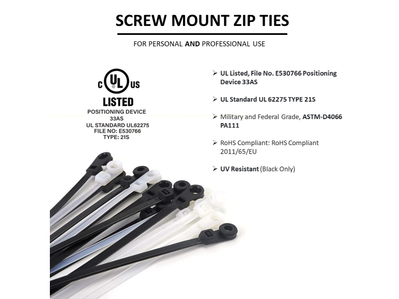 Screw Mount Cable Ties Zip Ties With Screw Hole Mounted Head Zip Ties Kable Kontrol® 2382