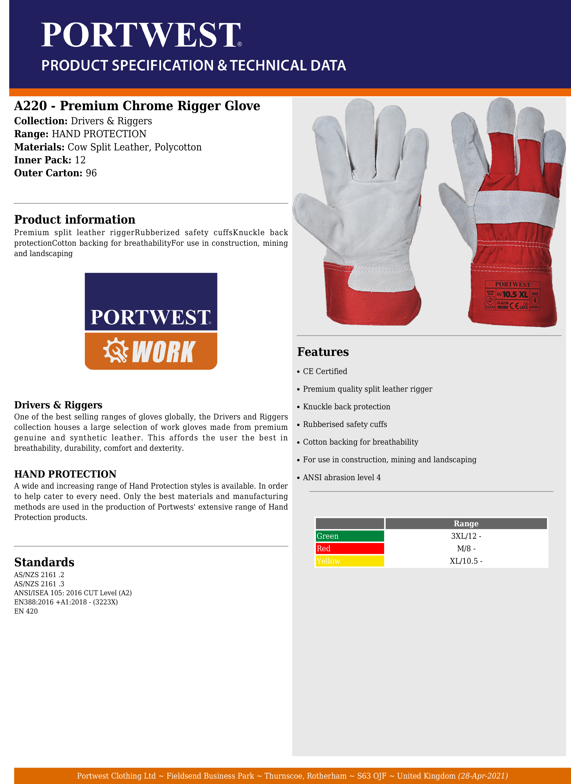 Industrial Work Gloves - Safety Workwear Selection